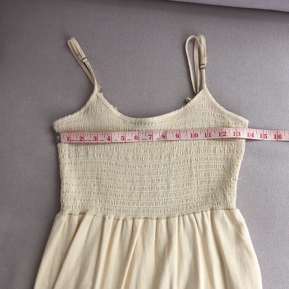 BRANDY MELVILLE PALE YELLIW SMOCKED TOP COTTON LINED DRESS OS - Picture 7 of 9